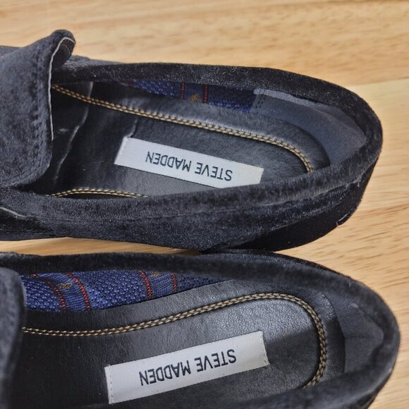 Steve Madden Morocco Men’s Black Velvet Slip-On Loafers, Size 10 Vintage main image 7
